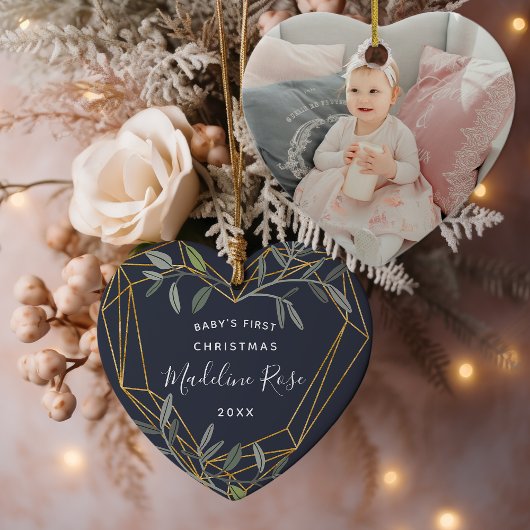 Laurel Leaf Baby's eerste kerstfoto Keramisch Ornament