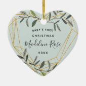 Laurel Leaf Baby's eerste kerstfoto Keramisch Ornament (Voorkant)