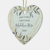 Laurel Leaf Baby's eerste kerstfoto Keramisch Ornament (Links)