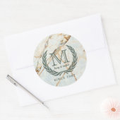 Laurel Leaf Classic Monogram Prachtige marmer Ronde Sticker (Envelop)