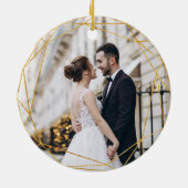 Laurel Leaf Eerste Gehuwd Kerstfeest Keramisch Ornament (Achterkant)