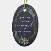 Laurel Leaf First Engaged kerstfoto Keramisch Ornament (Links)