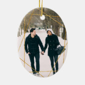 Laurel Leaf First Engaged kerstfoto Keramisch Ornament (Achterkant)