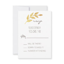 Laurel Leaf Gold Leaf RSVP-kaart