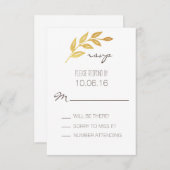Laurel Leaf Gold Leaf RSVP-kaart RSVP Kaartje (Voorkant / Achterkant)