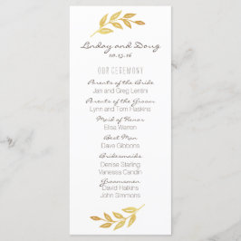 Laurel Leaf Gold Wedding Programma Programmakaart