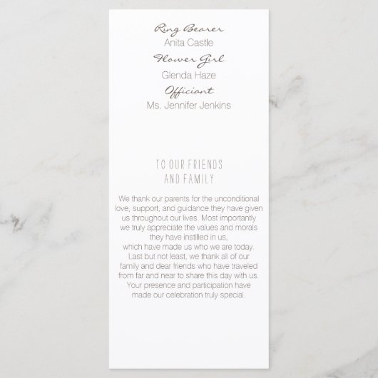 Laurel Leaf Gold Wedding Programma Programmakaart (Achterkant)