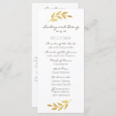 Laurel Leaf Gold Wedding Programma Programmakaart (Voorkant / Achterkant)