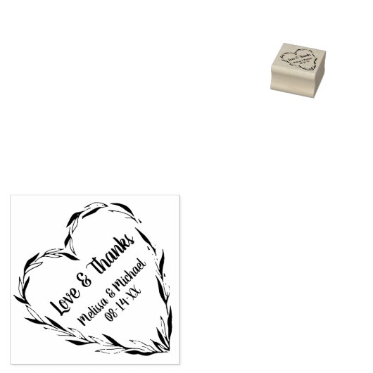 Laurel Leaf Hartkrans | Bruiloft dank u Rubberstempel (Gestempeld)