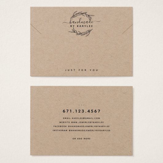 Laurel Leaf Ketting Bracelet Display Kaart (Voorkant /achterkant)