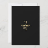 Laurel Leaf Modern Typography Black Gold Wedding Kaart (Achterkant)