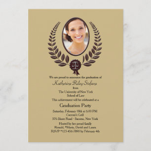 Laurel Leaf Photo Afstuderen Invitation Kaart