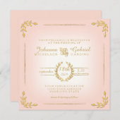 Laurel Leaf Roze Gouden Typografie Moderne Bruilof Kaart (Voorkant / Achterkant)