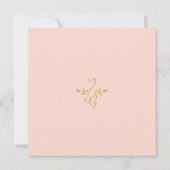 Laurel Leaf Roze Gouden Typografie Moderne Bruilof Kaart (Achterkant)