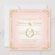 Laurel Leaf Roze Gouden Typografie Moderne Bruilof