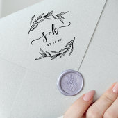 Laurel Leaf Script Koppel Monogram Save The Date Rubberstempel