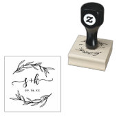 Laurel Leaf Script Koppels Monogram Opslaan De Dat Rubberstempel (Gestempeld)