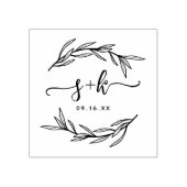 Laurel Leaf Script Koppels Monogram Opslaan De Dat Rubberstempel (Afrduk)
