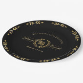 Laurel Leaf Wreath Wedding Celebration Black Gold Papieren Bordje (Gekanteld)