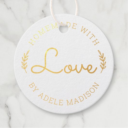 Laurel Leaves Handmade with Love Bedankjes Labels (Voorkant)