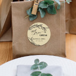 Laurel Leaves Let Love Grow Wedding Ronde Sticker<br><div class="desc">Een rijke sticker met laurierbladeren,  laat de liefde groeien in script en modern lettertype. Geweldig voor bruiloft.</div>