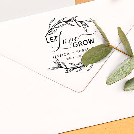 Laurel Leaves Let Love Grow Wedding Rubberstempel
