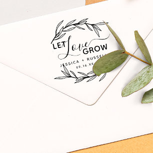 Laurel Leaves Let Love Grow Wedding Rubberstempel