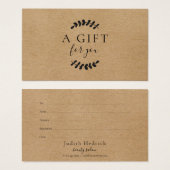Laurel Leaves Rustic Kraft Cadeft Certificate Visitekaartje (Voorkant /achterkant)