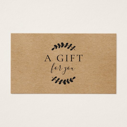 Laurel Leaves Rustic Kraft Cadeft Certificate Visitekaartje (Voorkant)