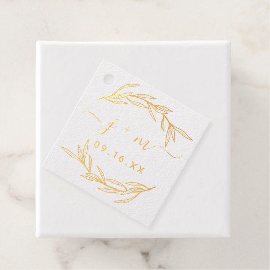 Laurel Leaves Script Initialen Wedding Bedankjes Labels (Met doos)