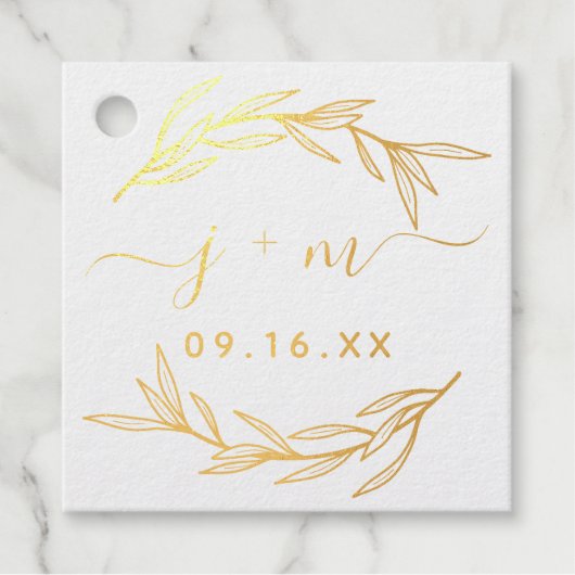 Laurel Leaves Script Initialen Wedding Bedankjes Labels (Voorkant)