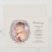 Laurel Lijst Fotogeboorteaankondiging Aankondiging (Voorkant / Achterkant)