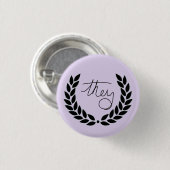 laurel met een knop - paars ronde button 3,2 cm (Voorkant /achterkant)