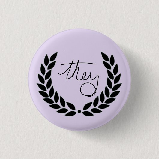 laurel met een knop - paars ronde button 3,2 cm (Voorkant)