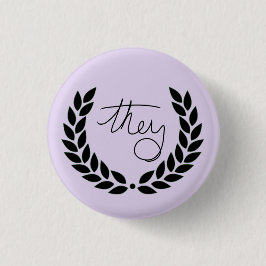 laurel met een knop - paars ronde button 3,2 cm