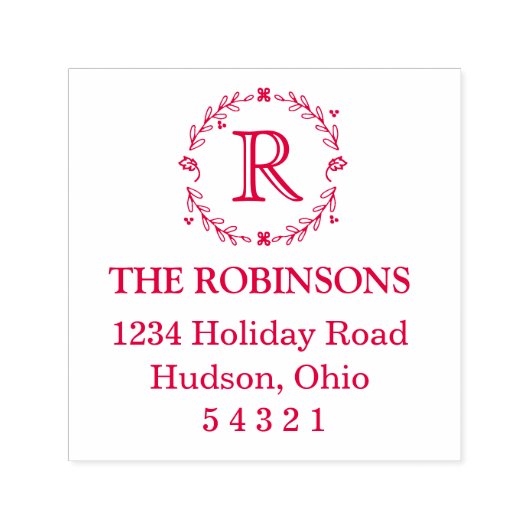 Laurel Monogram Adresstempel Zelfinktende Stempel (Design)