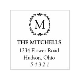 Laurel Monogram Adresstempel Zelfinktende Stempel