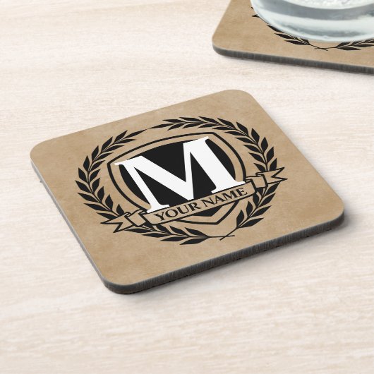 Laurel Monogram Design Beverage Coaster Bier Onderzetter (Linkerzijde)
