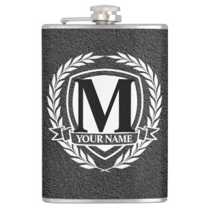 Laurel Monogram Design Flask Heupfles