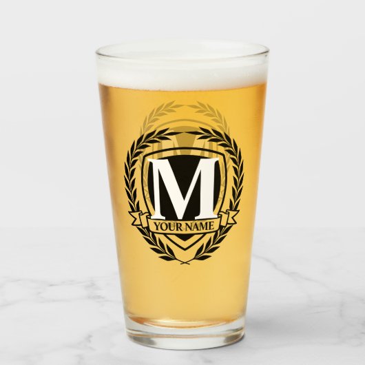 Laurel Monogram Design Glas (Voorkant gevuld)