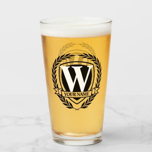 Laurel Monogram Design Glass Glas (Voorkant gevuld)