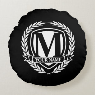 Laurel Monogram Design Round Pillow Rond Kussen