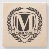 Laurel Monogram Design Stone Onderzetter (Voorkant)