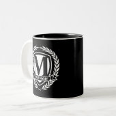 Laurel Monogram Design Two-Tone Koffee Mok (Voorkant links)