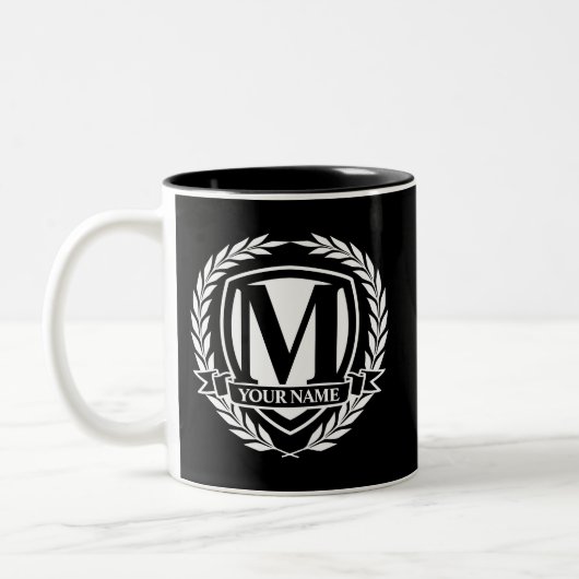 Laurel Monogram Design Two-Tone Koffee Mok (Links)