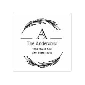 Laurel Monogram Familienaam Retouradres Rubberstempel (Afrduk)