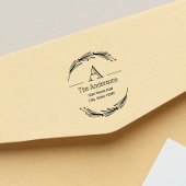 Laurel Monogram Familienaam Retouradres Rubberstempel