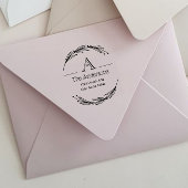 Laurel Monogram Familienaam Retouradres Rubberstempel