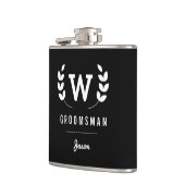 Laurel Monogram Groomsman Heupfles (Links)