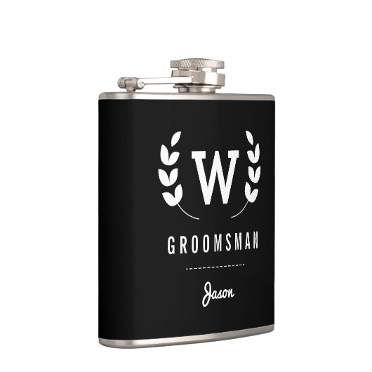 Laurel Monogram Groomsman Heupfles (Rechts)
